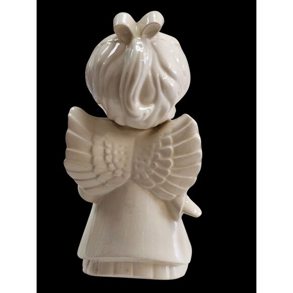 Vintage White Ceramic Kissing Angel Figurines With Wings - Picture 7 of 11